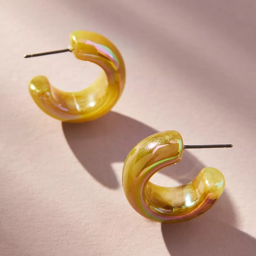 Anthropologie EARRINGS Iridescent Resin HOOPS